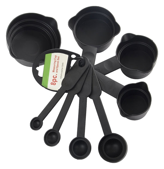 Plastic Measuring Cups And Spoons (8 Pcs Black)