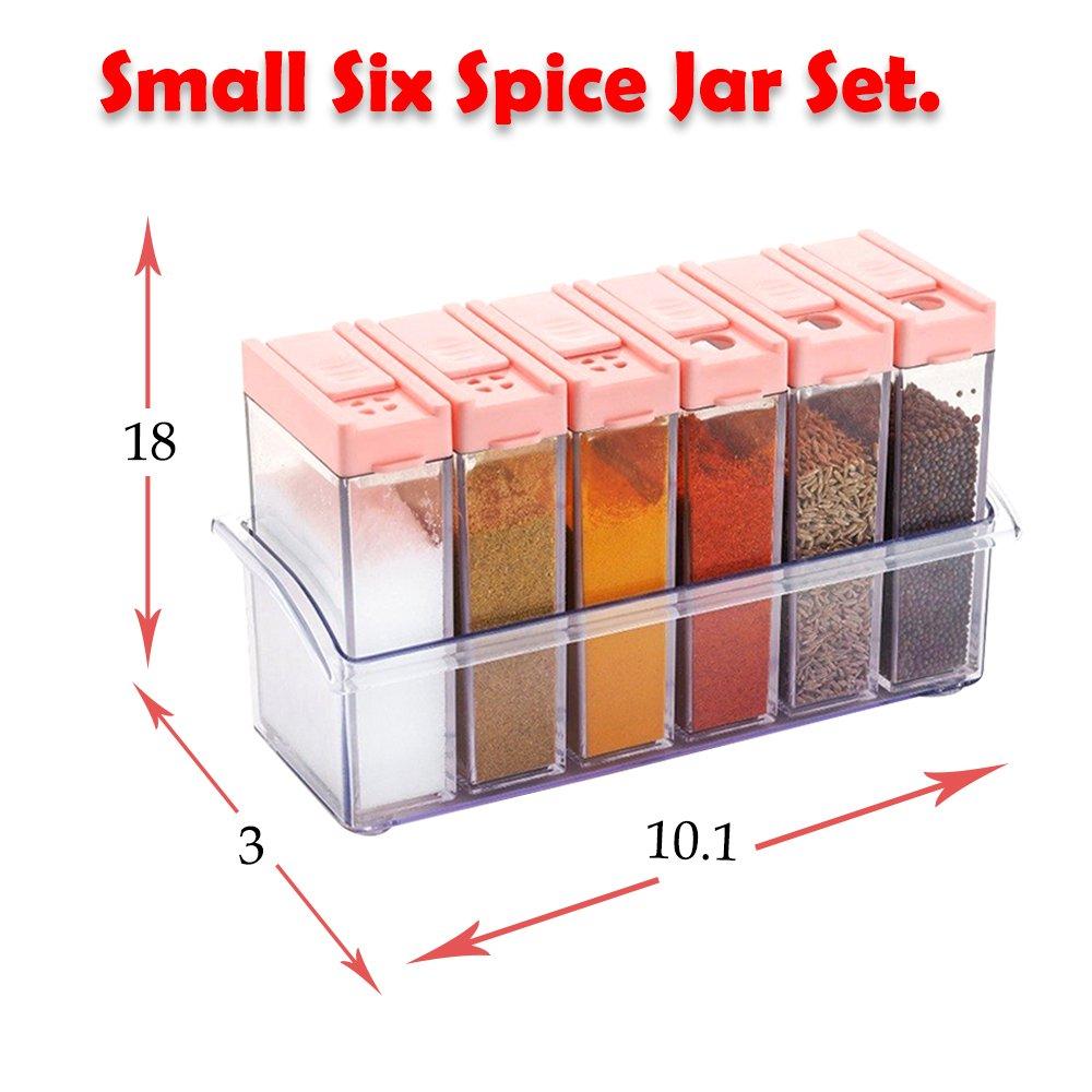 Plastic Spice Jars (6 Pcs Multicolour)